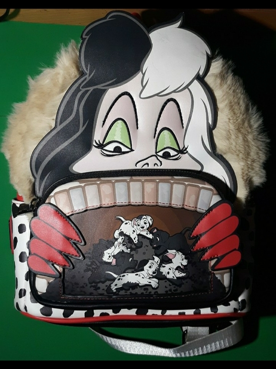 Loungefly Handbags - Cruella-themed Black & White Faux Fur Character Crossbody Bag